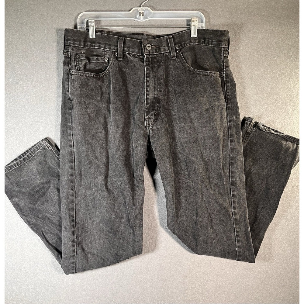 Men's 38x34 LEVI'S 505 Black Wash faded Denim Pants Jeans READ MORE